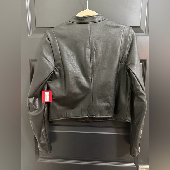 NWT SPANX, Spanx Leather-Like Moto Jacket in Luxe Black Faux Leather, Medium. - Picture 9 of 16